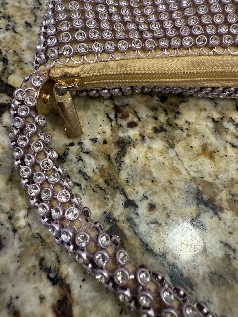 Rhinestone formal mini bag gold cloth interior special occasions - Picture 8 of 14